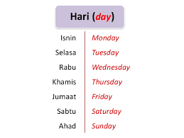 Bulan dalam setahun hari dlm seminggu. Hari Hari Dalam Seminggu