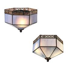 Our craftsman ceiling lighting fixtures will bring a distinct look and feel to your living room, bedroom, kitchen, or any other space in. Mission Tiffany Style Flush Mount Ceiling Light With Lattice Trim Takeluckhome Com