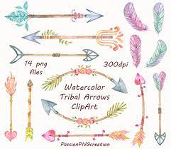 Watercolor Tribal Arrows Clip Art Handpainted Clipart Png Etsy Clip Art Tribal Arrows Color Pencil Illustration