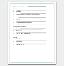 Print args ${arg1} ${arg2} precondition steps. Biography Outline Templates Examples For Word And Pdf