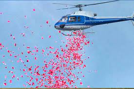 I got my first flower shower yesterday and it was awesome! Flower Shower From Helicopter In Rajasthan