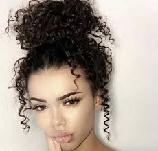 Curly short hair can look sweet. Image Result For 3b Hair Tumblr Bun On We Heart It