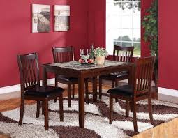 Roundhill Furniture Zoho 5pc Aritifical Marble Top Dark Cappuccino Finish Wood Dining Set You C Wooden Dining Set Solid Wood Dining Set Dining Table Marble