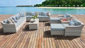 Falmouth 13 Piece Rattan Sectional Seating Group With Cushions Outdoor Wicker Patio Furniture Wicker Patio Furniture Set Patio Furniture Sets