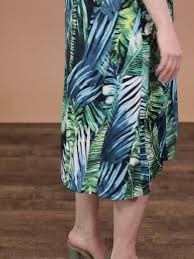 Buy URBANIC Green & Blue Tropical Print Fit & Flare Midi Dress with Belt