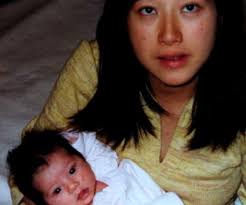 Kayo Kimura holding our baby, Sandra Kimura Sloan