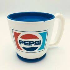 Pepsi Travel Coffee Mug Lid Vintage Plastic Rotating Base Tape Red White Blue Pepsi Mugs Coffee Travel
