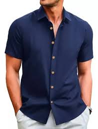 Camisas Manga Corta Lino De Hombre, Camisas Cuello Camisero | Cuotas sin  interés