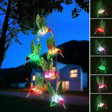 Solar Changing Wind Chime Light Epicgadget Solar Powered Color Changing Led Hanging Lamp Hummingbird Windchime Light For Outdoor Indoor Gardening Yard Pathway Solar Lights Solar Wind Chimes Solar Powered Lights