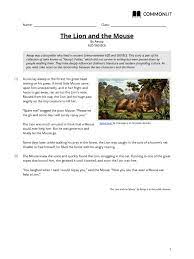 She sued the prince for reckless endangerment. Commonlit The Lion And The Mouse Student Lion