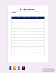 18 vorlagen, um einen stundenplan in word (docx/docxx). 8 Blank Vocabulary Worksheet Templates Word Pdf Free Premium Templates