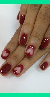 Try this red nail designs consisting of three colors. Dark Red Nails With Big White Heart Dajah C S Photo Beautylish