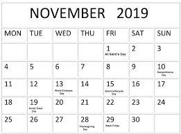 November 2019 Calendar With Holidays Printable Planner November Calendar Calendar Template Calendar Layout