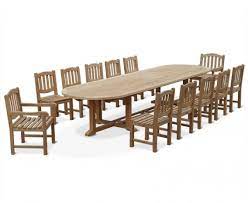 The capri extension table & 12 como chairs set includes includes the largest dining table available in our range of stunning. 12 Seater Large Teak Dining Set With Hilgrove Oval 4m Table Chairs Lindsey Teak