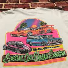 Vintage hand drawn tee print design with retro surf car, shaka sign and typography elements. Shopping Car Graphic Tees 58 Off Online