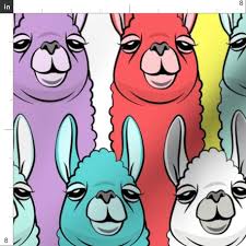 Rainbow Llamas Fabric