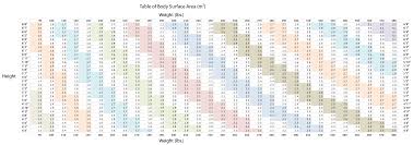 Body Surface Area Chart With Photos