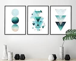 Abstract & beautifu logo wall decor stickers pattern art decals 90 pcs 3x3 ka63. Aqua Teal Turquoise And Silver Geometric Wall Art Set Of 3 Downloads Printable Scandinavian Modern Trio Geometrical Prints Print Set Three Geometric Wall Art Wall Art Sets Teal Wall Art
