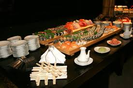 Sushi Table At Wedding Reception Wedding Food Stations Wedding Food Sushi