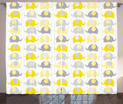 Even opting for a large monochromatic yellow wardrobe can make heads turn in a gray bedroom. Nursery Curtains Yellow Grey Cute Elephant Cartoon Animals With Different Patterns Asia Fauna Living Room Bedroom Window Drapes Curtains Aliexpress