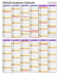Academic Calendars 2021 2022 Free Printable Word Templates