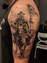 Western tattoo. | Western tattoos, Cowboy tattoos, Country tattoos