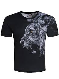 Round Neck 3d Lion Printed T Shirt Women Shop Print T Shirt Lion Print T Shirts For Women