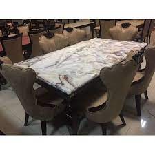 String ties are attached to the backs of both cushions. Nizamuddin Furnitures Rectangular Cushion Back Chair Dining Table Set For Home Size 6 X 3 Feet Table Size Rs 84000 Set Id 21596908262