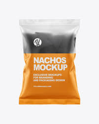 Frosted Bag With Black Nachos Mockup In Bag Sack Mockups On Yellow Images Object Mockups