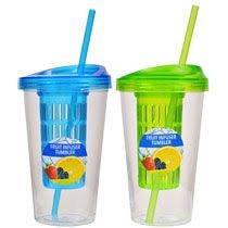 Bulk Fruit Infuser Plastic Tumblers With Straws 20 Oz At Dollartree Com Fruit Infused Plastic Tumblers Tumbler With Straw