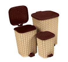 The wastebasket has a durable steel pedal that is great to the kitchen trash can from ninestars have a 13.2 loading capacity and comprise stainless steel. Wicker Style Step Trash Can Compact Trash Can Good For Dorm Room Kitchen Bathroom Or Office Keeps The Room Neat And Clean 6 Qt Beige Brown Color By Superio Walmart Com Walmart Com