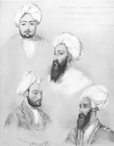 Dost_Mohammad Khan Amir of Kabul and part of his family, 1844s