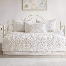 Mansfield 6 piece cream reversible daybed bedding set mp13 3978 the home depot. Solid Ivory Cream Blue Damask 6 Piece Pc Twin Daybed Set Quilted Cover Bedding