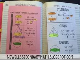 Free Cones Cylinders And Spheres Foldable Math Interactive Notebook Secondary Math Math Classroom