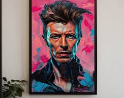 David Bowie Silent Sign Leinwand, David Bowie Portrait, David Bowie Hush  Zeichen Pop Art, gerahmte Wanddekoration, David Bowie Poster, Wandbehang