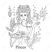 And you can freely use images for your personal blog! Pisces Zodiac Sign As A Beautiful Girl Coloring Page Vector Royalty Free Cliparts Vectors And Stock Illustration Image 106251480