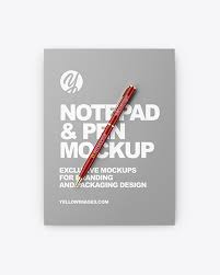 Free pencil case mockup psd template. Notepad Pen Mockup In Stationery Mockups On Yellow Images Object Mockups