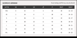 68 Proper Giorgio Armani Size Chart
