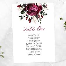 Great savings & free delivery / collection on many items. Burgundy Peony Bouquet Table Plan Cards