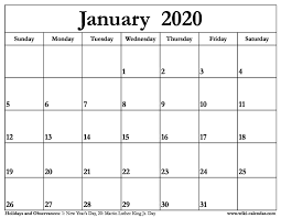 January 2020 Calendar Printable Monthly Calendar Printable Calendar Template Printable Calendar Template