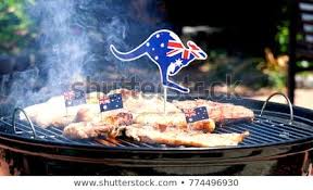 Iconic Australian Bbq Close Up Of Man Cooking Chops Sausages And Steak Outdoors In Garden Setting Australian Bbq Man Cooking Bbq