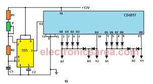 Two Way Traffic Light Circuit Using 555 And Cd4017 Traffic Light Circuit Electronics Basics