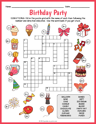 birthday party crossword