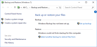 System restore isn't actually enabled by default in windows 10, so you'll need to turn it on. Create Shortcut For Backup And Restore In Windows 10