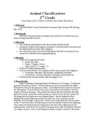 Animal Classifications Lesson Plan For 3rd Grade Lesson Planet