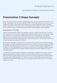 Investigating leadership, gender, and coaching level using the revised leadership for sport scale. Presentation Critique Example Essay Example