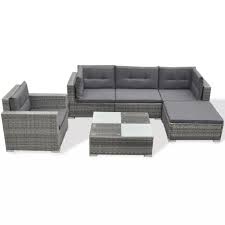 Dasmöbelwerk polyrattan chaise lounge bari sitzgarnitur gartenmöbel sofa grau. Vidaxl 6 Tlg Garten Lounge Set Mit Auflagen Poly Real De