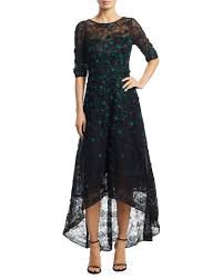 Teri Jon Black Velvet Flower Hi Lo Gown Cocktail Dress Lace High Low Cocktail Dress Lace Sheath Dress
