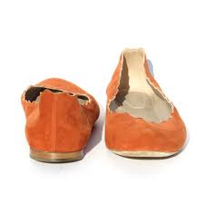 Chloe red sandals boho flats 40 10 9.5 shoes bag. 570 Chloe Lauren Sienna Rust Burnt Orange Suede Scalloped Ballet Flat Encore Resale Com