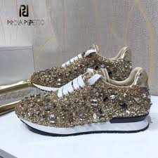 Prova Tempat Yang Hebat Bling Bling Diamond Wanita Sepatu Kasual Renda Berlian Imitasi Sequine Sneakers Sepatu Tebal Bawah Fashion Gadis Sepatu Wanita Flat Aliexpress